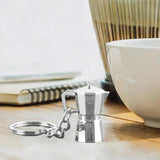 Maxbell Moka Pot Keychain Key Ring Gift Realistic Compact Coffee Machine Accessories Silver