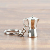 Maxbell Moka Pot Keychain Key Ring Gift Realistic Compact Coffee Machine Accessories Silver
