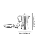Maxbell Moka Pot Keychain Key Ring Gift Realistic Compact Coffee Machine Accessories Silver