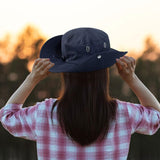 Maxbell Sun Hat Western Cowboy Hat Wide Brim for Climbing Outdoor Sports Backpacking Dark Blue