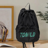Maxbell Drawstring Backpack Large Capacity Fashion Gym Sack for Gym Outdoor Shopping Black