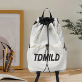 Maxbell Drawstring Backpack Large Capacity Fashion Gym Sack for Gym Outdoor Shopping White