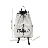 Maxbell Drawstring Backpack Large Capacity Fashion Gym Sack for Gym Outdoor Shopping White