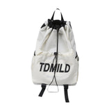 Maxbell Drawstring Backpack Large Capacity Fashion Gym Sack for Gym Outdoor Shopping White