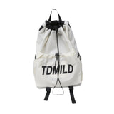 Maxbell Drawstring Backpack Large Capacity Fashion Gym Sack for Gym Outdoor Shopping White