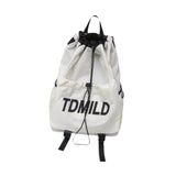 Maxbell Drawstring Backpack Large Capacity Fashion Gym Sack for Gym Outdoor Shopping White