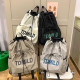 Maxbell Drawstring Backpack Large Capacity Fashion Gym Sack for Gym Outdoor Shopping White