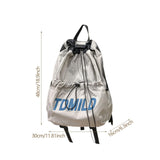 Maxbell Drawstring Backpack Large Capacity Fashion Gym Sack for Gym Outdoor Shopping Gray