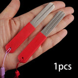 Maxbell Fishing Hook Sharpener File AntiSlip Handle Lightweight Accessories 10x1.4cm Red Handle