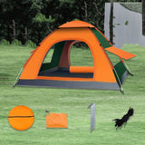 Maxbell Automatic Instant Tent Shelter Camping Tent for Backpacking Beach Trekking Three Window Orange and Green