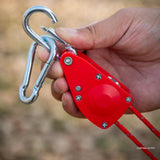 Maxbell Ratchet Pulley Tensioning Device with Carabiner Hooks Rope Tightener Ratchet Red Small