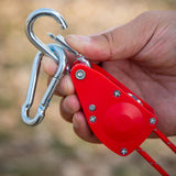 Maxbell Ratchet Pulley Tensioning Device with Carabiner Hooks Rope Tightener Ratchet Red Small