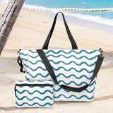Maxbell Beach Tote Bag Portable Large Capacity Sandproof Travel Tote for Family Trip Green