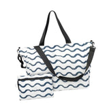 Maxbell Beach Tote Bag Portable Large Capacity Sandproof Travel Tote for Family Trip Blue