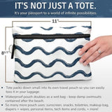 Maxbell Beach Tote Bag Portable Large Capacity Sandproof Travel Tote for Family Trip Blue