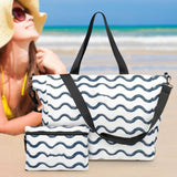 Maxbell Beach Tote Bag Portable Large Capacity Sandproof Travel Tote for Family Trip Blue