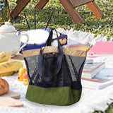 Maxbell Mesh Beach Bag Casual for Women Shoulder Bag for Vacation Essentials Outdoor Green