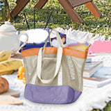 Maxbell Mesh Beach Bag Casual for Women Shoulder Bag for Vacation Essentials Outdoor Purple