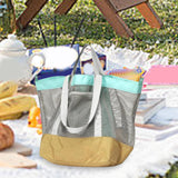 Maxbell Mesh Beach Bag Casual for Women Shoulder Bag for Vacation Essentials Outdoor Yellow