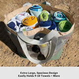 Maxbell Mesh Beach Bag Casual for Women Shoulder Bag for Vacation Essentials Outdoor Gray Green