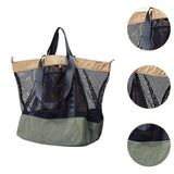 Maxbell Mesh Beach Bag Casual for Women Shoulder Bag for Vacation Essentials Outdoor Gray Green