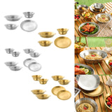 Maxbell Stainless Steel Plates and Bowls Portable Camping Plates Dinnerware Set 4PCS Silver