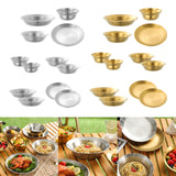 Maxbell Stainless Steel Plates and Bowls Portable Camping Plates Dinnerware Set 4PCS Silver