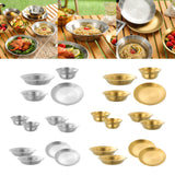 Maxbell Stainless Steel Plates and Bowls Portable Camping Plates Dinnerware Set 4PCS Silver