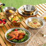 Maxbell Stainless Steel Plates and Bowls Portable Camping Plates Dinnerware Set 4PCS Silver