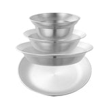 Maxbell Stainless Steel Plates and Bowls Portable Camping Plates Dinnerware Set 4PCS Silver