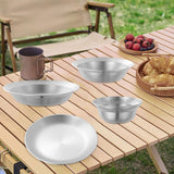 Maxbell Stainless Steel Plates and Bowls Portable Camping Plates Dinnerware Set 4PCS Silver