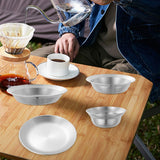 Maxbell Stainless Steel Plates and Bowls Portable Camping Plates Dinnerware Set 4PCS Silver