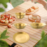 Maxbell Stainless Steel Plates and Bowls Portable Camping Plates Dinnerware Set 4PCS Gold