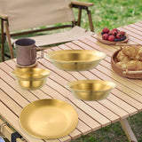Maxbell Stainless Steel Plates and Bowls Portable Camping Plates Dinnerware Set 4PCS Gold
