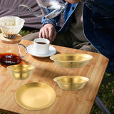 Maxbell Stainless Steel Plates and Bowls Portable Camping Plates Dinnerware Set 4PCS Gold