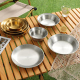 Maxbell Stainless Steel Plates and Bowls Portable Camping Plates Dinnerware Set 8PCS Silver