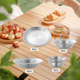 Maxbell Stainless Steel Plates and Bowls Portable Camping Plates Dinnerware Set 8PCS Silver