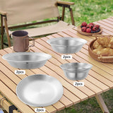 Maxbell Stainless Steel Plates and Bowls Portable Camping Plates Dinnerware Set 8PCS Silver