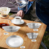 Maxbell Stainless Steel Plates and Bowls Portable Camping Plates Dinnerware Set 8PCS Silver