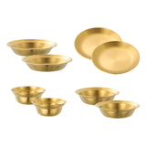Maxbell Stainless Steel Plates and Bowls Portable Camping Plates Dinnerware Set 8PCS Gold