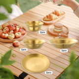 Maxbell Stainless Steel Plates and Bowls Portable Camping Plates Dinnerware Set 8PCS Gold