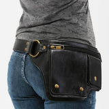 Maxbell Women Waist Bag Hiking Casual Purse Versatile Vintage Design Stylish Hip Bag Black