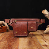 Maxbell Women Waist Bag Hiking Casual Purse Versatile Vintage Design Stylish Hip Bag Red Brown