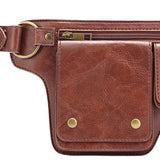 Maxbell Women Waist Bag Hiking Casual Purse Versatile Vintage Design Stylish Hip Bag Red Brown