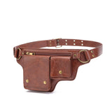 Maxbell Women Waist Bag Hiking Casual Purse Versatile Vintage Design Stylish Hip Bag Red Brown