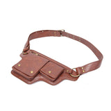 Maxbell Women Waist Bag Hiking Casual Purse Versatile Vintage Design Stylish Hip Bag Red Brown
