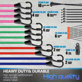 Maxbell Bungee Cords Versatile Sturdy Bungee Straps with Hooks for Bike Camping Cart 38pcs