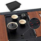 Maxbell Tea Storage Box with Lid Modern Camping Table Basket for Yard Garage Outdoor Black
