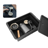 Maxbell Tea Storage Box with Lid Modern Camping Table Basket for Yard Garage Outdoor Black