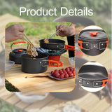 Maxbell 3x Camping Cooking Set Camping Cookware for Outdoor Cooking Fishing Trekking Orange